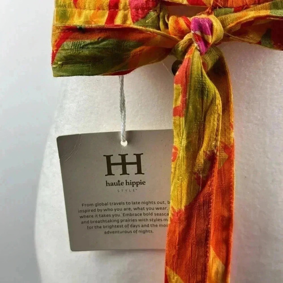 NWT XS haute hippie BRIGHT COLORS CAMISOLE 3 BUTTON BACK & SELF TIE GREAT DETAIL - Picture 6 of 9